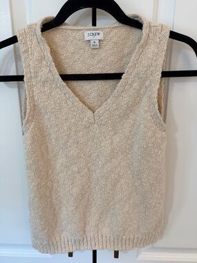 J.Crew Cream V-Neck Knit Sleeveless Tank